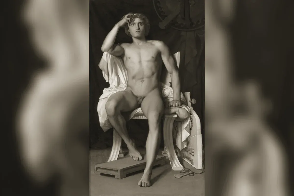 Achille en armure lors du siège de Troie, peinture sur vase grec antique