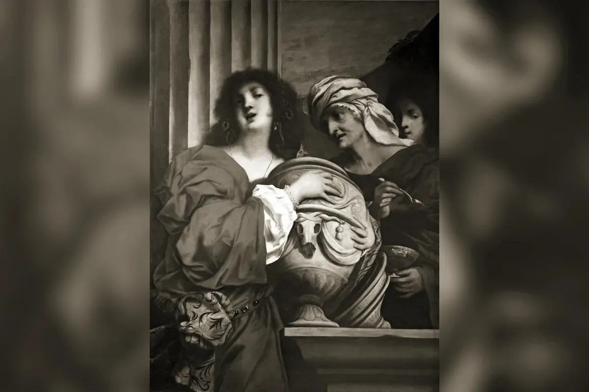 Pandora opening her jar, pictorial representation