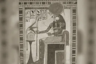 Ra-Horakhty, Egyptian sun god depicted with a falcon head and solar disk
