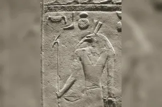 Seth with an animal head, holding the was-sceptre, from ancient Egyptian art