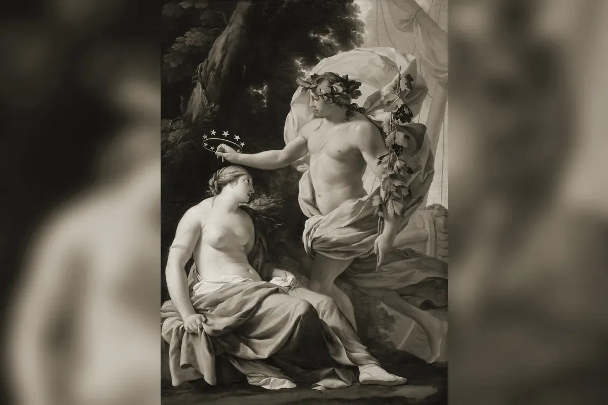 Thésée combattant le Minotaure dans le Labyrinthe, vase grec à figures rouges